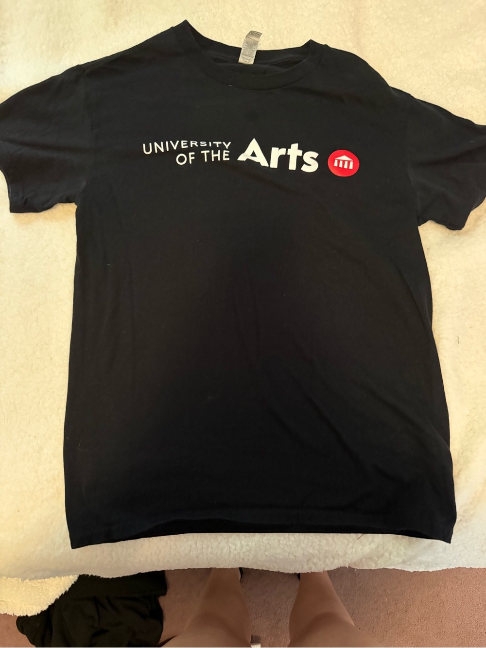 Gildan Black 'University of the Arts' Short Sleeve Tee with White & Red Print